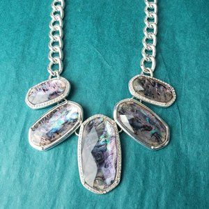 2/20$ Dana Buchman silver tone and abalone pattern necklace